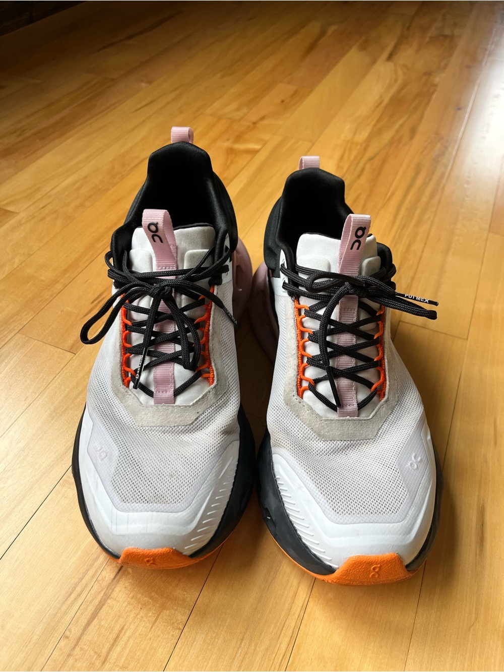 On Cloud Nova X Women's White Black Pink Orange Athletic Sneakers - Picture 2 of 6
